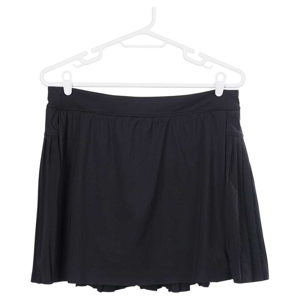Athleta Advantage Skort 1X Black Pull On Stretch Pleated Zip Pockets 533672